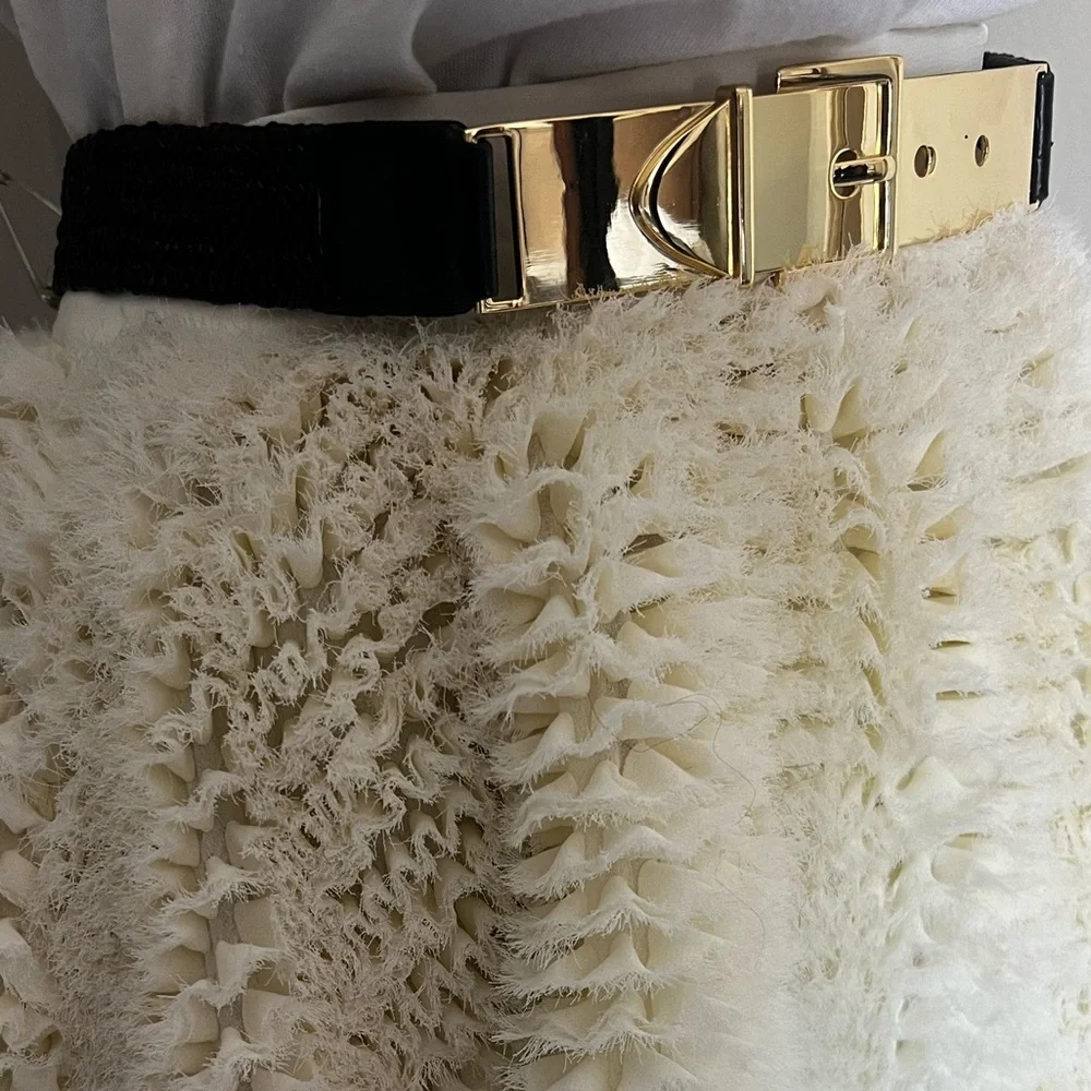 BCBGMaxAzria Gold and Black Patent Metal Plate Belt